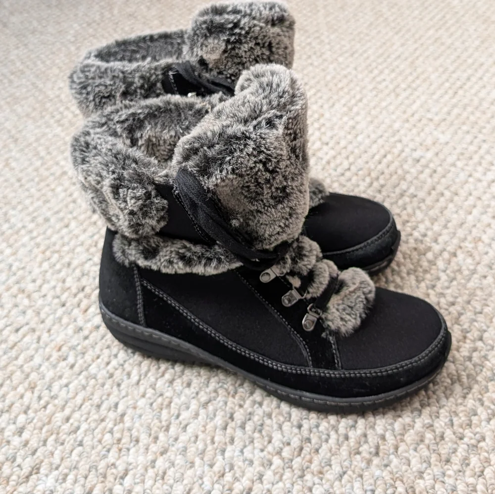 Women's Aetrex Fiona Lace Up Fur Boots Size 7.5-8 - Picture 4 of 5